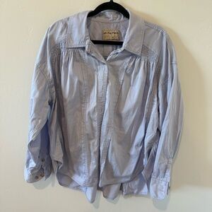 We The Free Light Blue Casual Button-Down Oversized Shirt Womens XL Boho Cotton